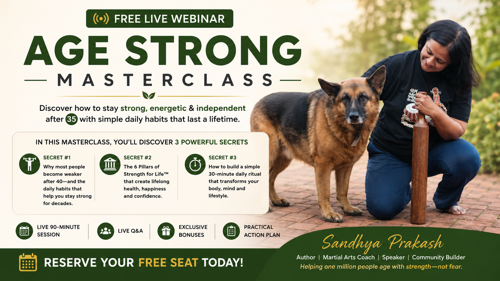 Age Strong Masterclass — free live webinar with Sandhya Prakash